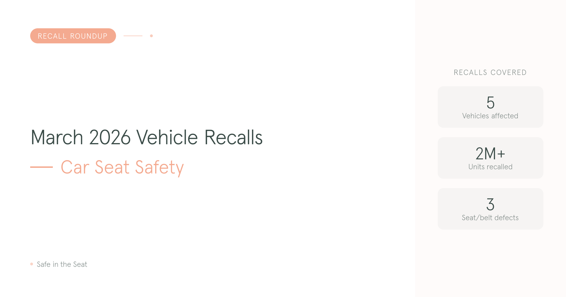 March 2026 vehicle recalls that affect car seat safety