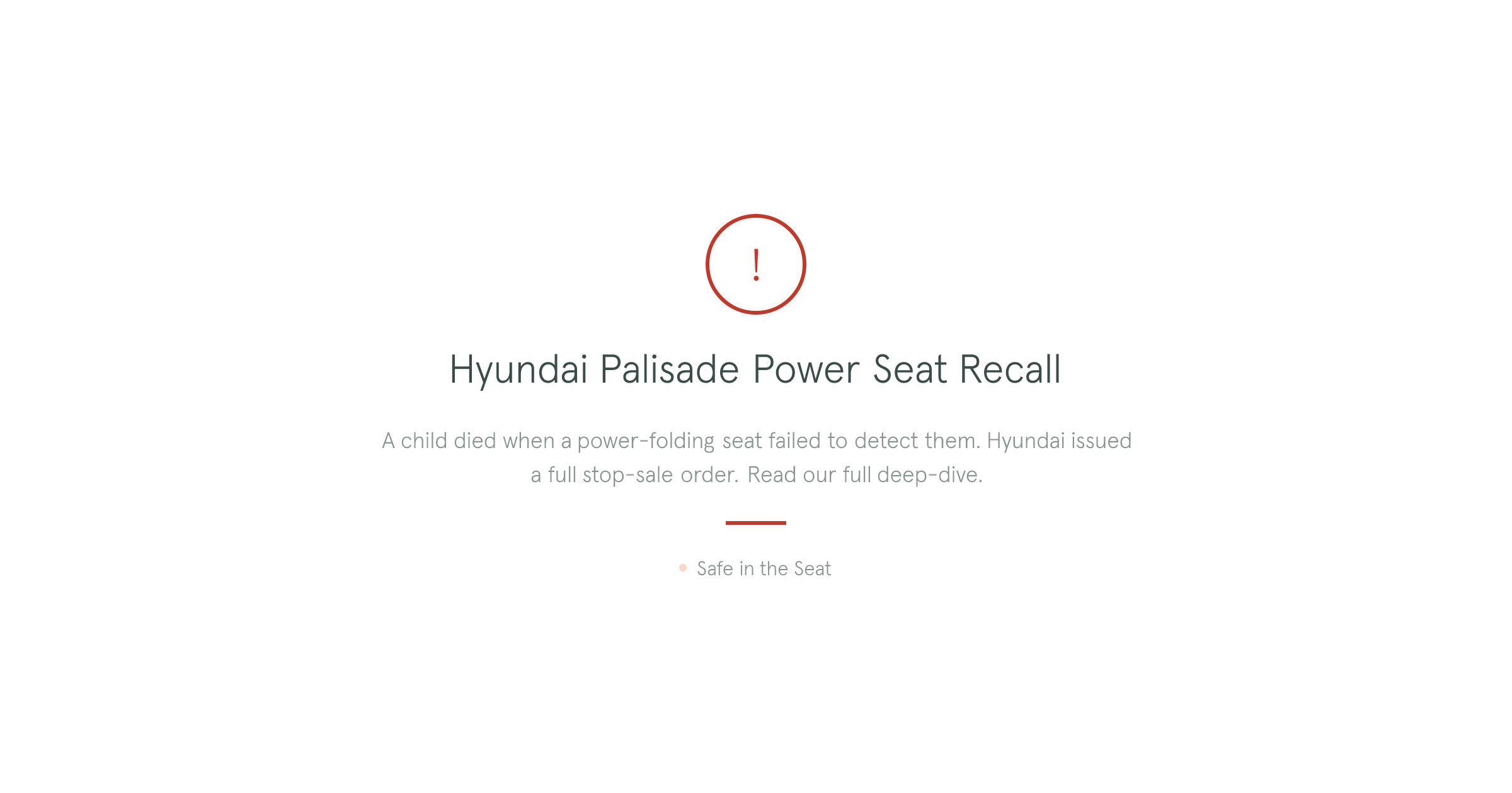 2026 Hyundai Palisade power seat entrapment recall