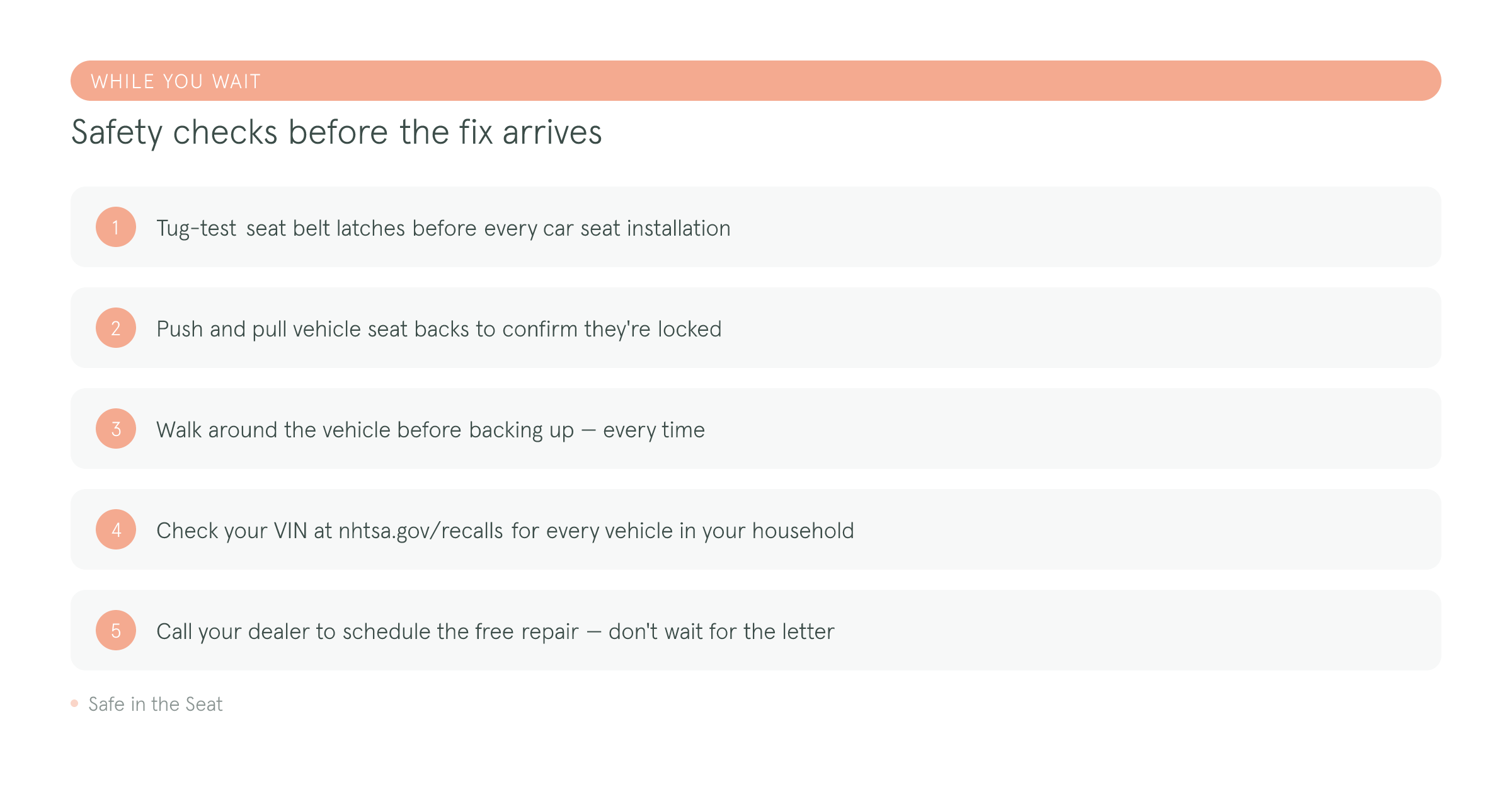 Five safety habits to practice while waiting for recall repairs